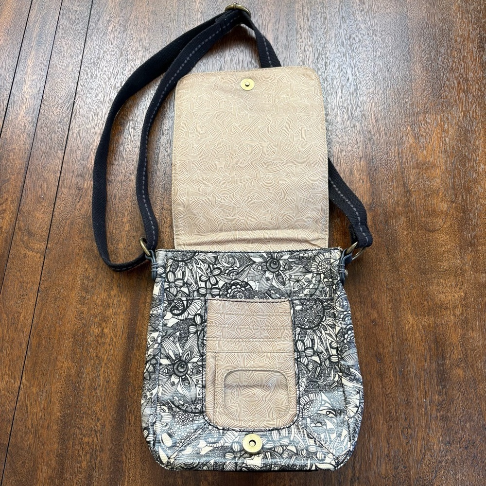 Sakroots Artist Circle Peace Coated Canvas Small Flap Messenger Crossbody Bag - Picture 3 of 8